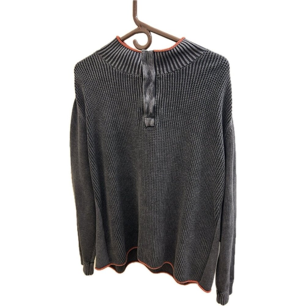 Carbon2Cobalt Sweater Mens Xl Gray Button Pullover Knit Casual Cotton Trim